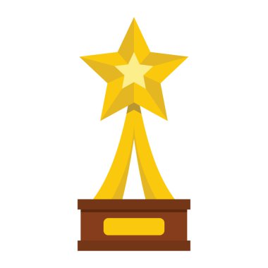 Kazanan kupa Ödülü altın yıldız spor ödül kupa tasarımı için stand karikatür düz simgesi öğesindeki