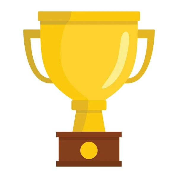 Vincitore trofeo premio coppa d'oro sullo stand cartone animato elemento icona piatta per il design trofeo premio sportivo — Vettoriale Stock