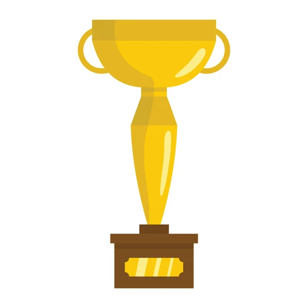 Premio trofeo ganador copa de oro en el soporte de dibujos animados elemento icono plano para el diseño de trofeo premio deportivo — Vector de stock