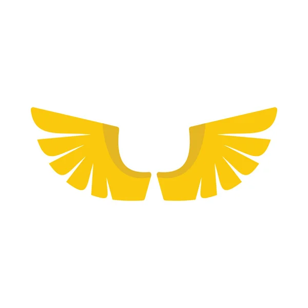 디자인에 대 한 노란색 날개 평면 아이콘 레이블 날개 그래픽 및 일러스트 레이 션 — 스톡 벡터