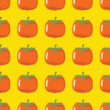 Trabzon hurması vektör seamless modeli. Çizgi film meyve şık doku. Trabzon hurması meyve Dikişsiz desen arka plan friut tasarım için yinelenen