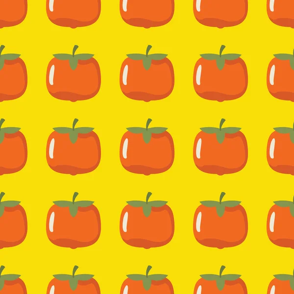 Persimmon vector seamless pattern. Cartoon fruit stylish texture. Repeating persimmon fruit seamless pattern background for friut design — Stock Vector