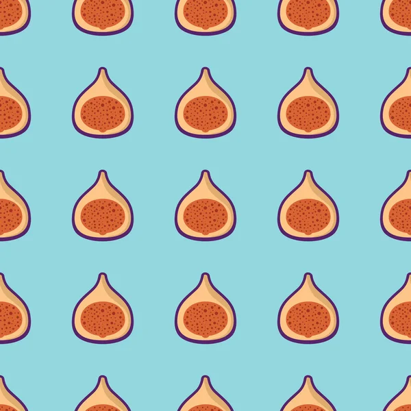 Fig vector seamless pattern. Cartoon fruit stylish texture. Repeating fig fruit seamless pattern background for friut design — Stock Vector