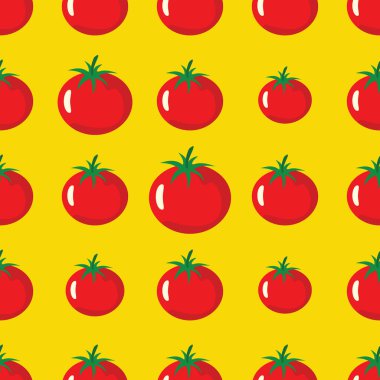 Domates vektör seamless modeli. Çizgi film sebze şık doku. Çevre biyo sebze tasarım için yinelenen domates sebze Dikişsiz desen arka plan