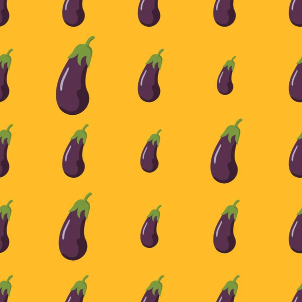 Aubergine vector naadloze patroon. Cartoon plantaardige stijlvolle textuur. Aubergine fruit naadloze patroon achtergrond herhalen voor eco bio groenten ontwerp — Stockvector