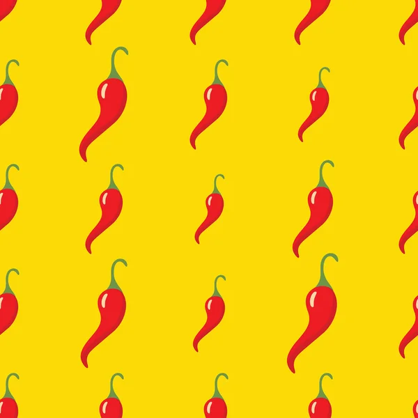 Rode chili peper vector naadloze patroon. Cartoon plantaardige stijlvolle textuur. Red chilli peper groenten naadloze patroon achtergrond herhalen voor eco bio groenten ontwerp — Stockvector