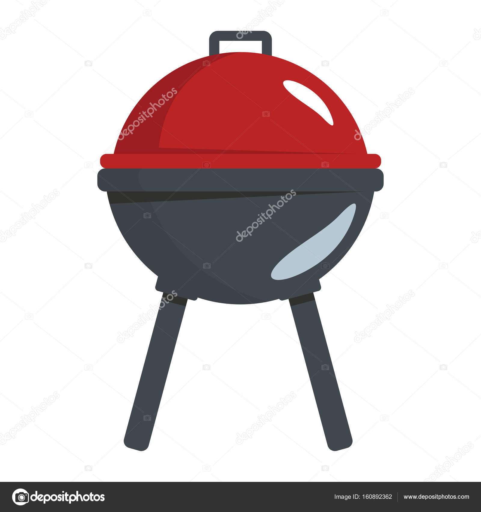 BBQ grill in cartoon flat style isolated on white background barbeque