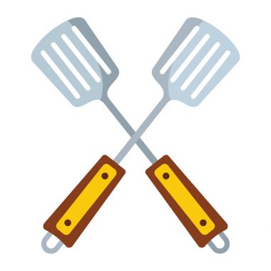 Beyaz arka plan Barbekü nesnesi yaz parti Barbekü tasarım ve web için izole karikatür düz stil spatula ızgara