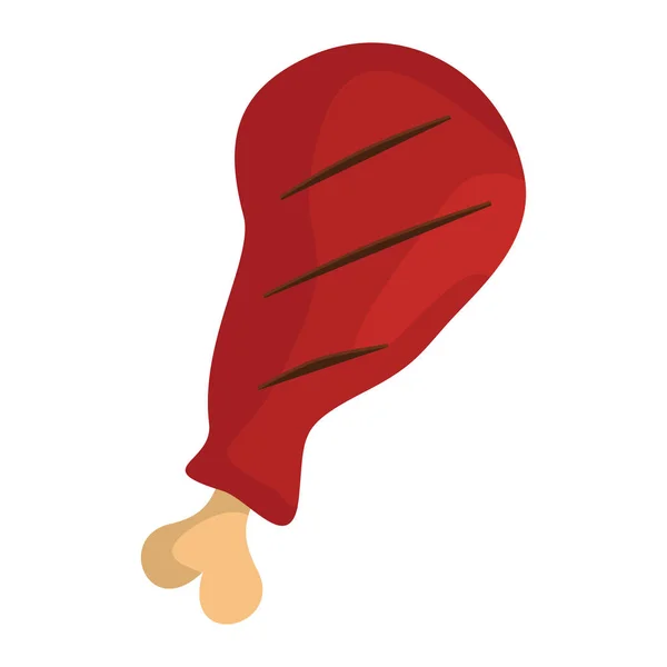Barbacoa parrilla de jamón chichen en estilo plano de dibujos animados aislado sobre fondo blanco objeto de barbacoa para la fiesta de verano diseño de barbacoa — Vector de stock