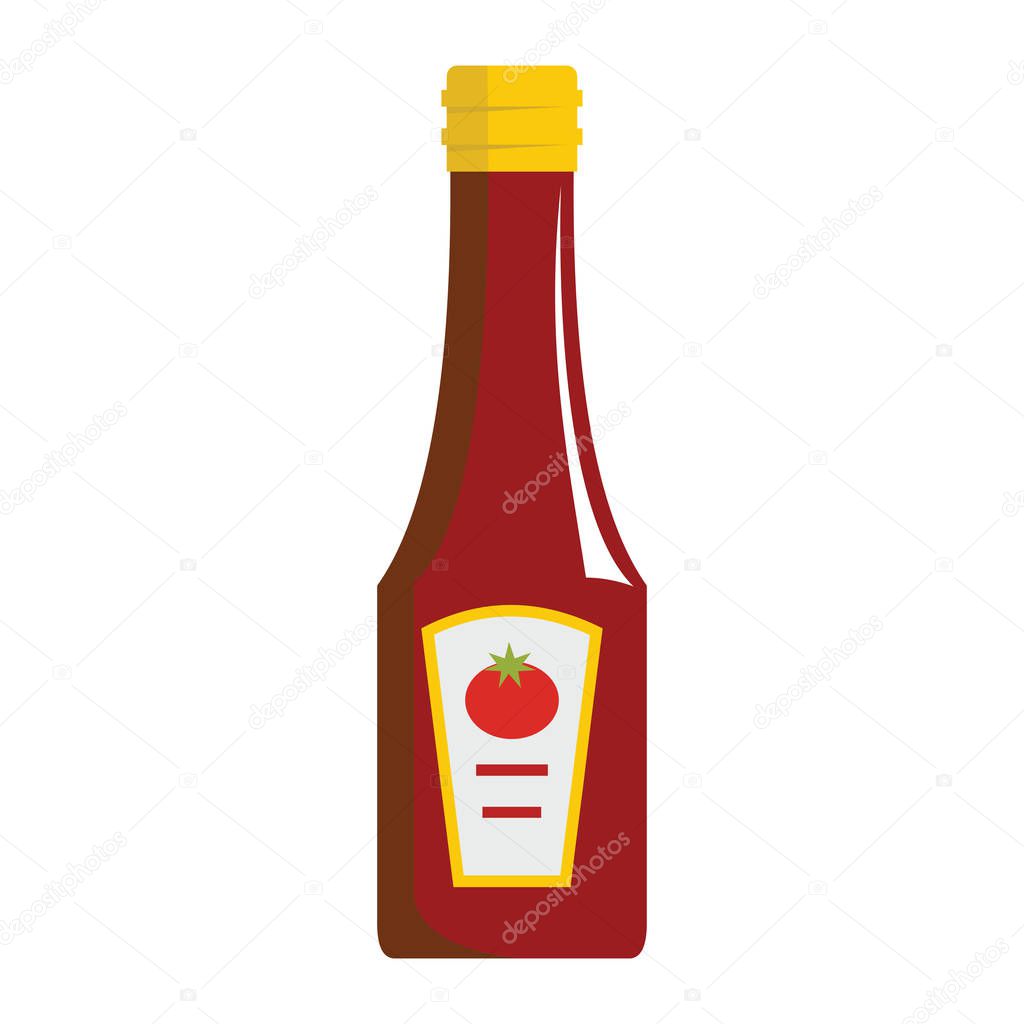 Ketchup icon isolated on white background. Cartoon ketchup bottle. Ketchup vector illustration