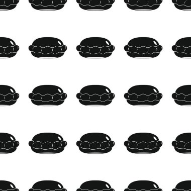 Pasta ekmek ürün siyah basit siluet vektör seamless modeli, siluet şık doku. Yinelenen kek Dikişsiz desen arka plan ekmek tasarımı için
