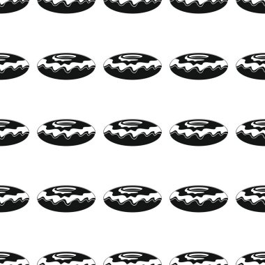 Pasta ekmek ürün siyah basit siluet vektör seamless modeli, siluet şık doku. Yinelenen kek Dikişsiz desen arka plan ekmek tasarımı için