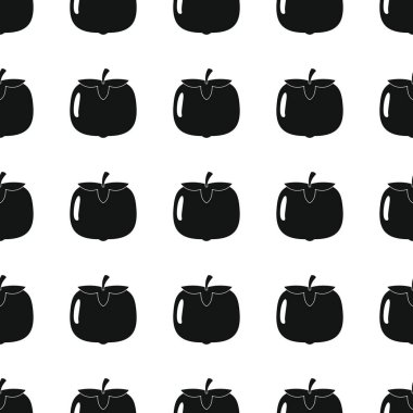 Trabzon hurması siyah basit siluet vektör seamless modeli. Siyah meyve şık doku. Trabzon hurması meyve Dikişsiz desen arka plan yinelenen