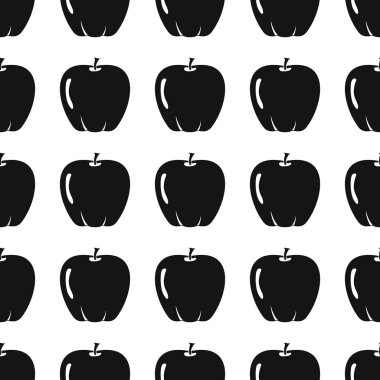 Apple siyah basit siluet vektör seamless modeli. Siyah meyve şık doku. Yinelenen elma meyve Dikişsiz desen arka plan