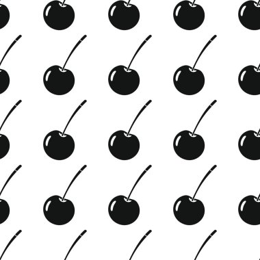 Kiraz siyah basit siluet vektör seamless modeli. Siyah meyve şık doku. Yinelenen kiraz meyve Dikişsiz desen arka plan