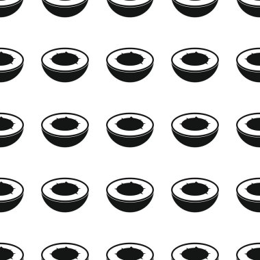 Hindistan cevizi siyah basit siluet vektör seamless modeli. Siyah meyve şık doku. Hindistan cevizi meyve Dikişsiz desen arka plan yinelenen