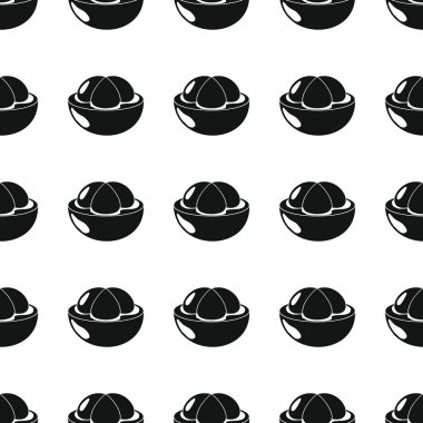 Mangosteen siyah basit siluet vektör seamless modeli. Siyah meyve şık doku. Yinelenen mangosten meyve Dikişsiz desen arka plan