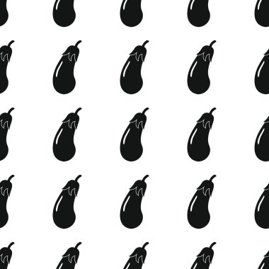 Patlıcan siyah basit siluet vektör seamless modeli. Siyah sebze şık doku. Yinelenen patlıcan sebze Dikişsiz desen arka plan sebze tasarımı için