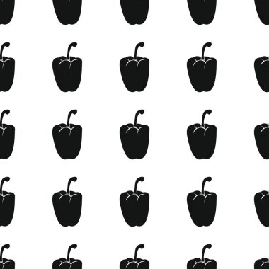 Paprica siyah basit siluet vektör seamless modeli. Siyah sebze şık doku. Paprica sebze Dikişsiz desen arka plan sebze tasarımı için yinelenen