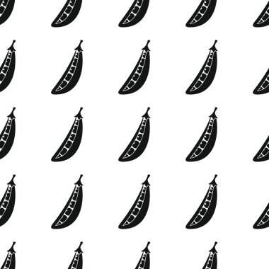 Bezelye basit siluet vektör seamless modeli siyah. Siyah sebze şık doku. Bezelye sebze Dikişsiz desen arka plan sebze tasarımı için yinelenen