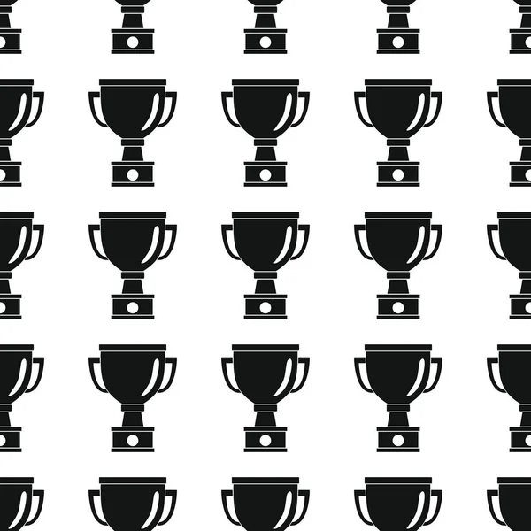 Awards győztes fekete egyszerű silhouette kupa vektor varrat nélküli mintát sport. Sziluettjét elegáns textúra. Ismétlődő díjak varrat nélküli mintát háttér winner sport design — Stock Vector