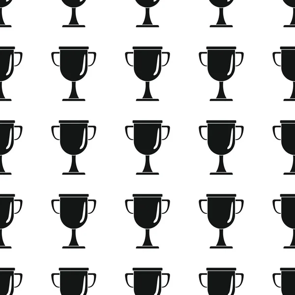 Awards győztes fekete egyszerű silhouette kupa vektor varrat nélküli mintát sport. Sziluettjét elegáns textúra. Ismétlődő díjak varrat nélküli mintát háttér winner sport design — Stock Vector