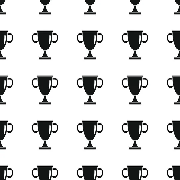 Awards győztes fekete egyszerű silhouette kupa vektor varrat nélküli mintát sport. Sziluettjét elegáns textúra. Ismétlődő díjak varrat nélküli mintát háttér winner sport design — Stock Vector