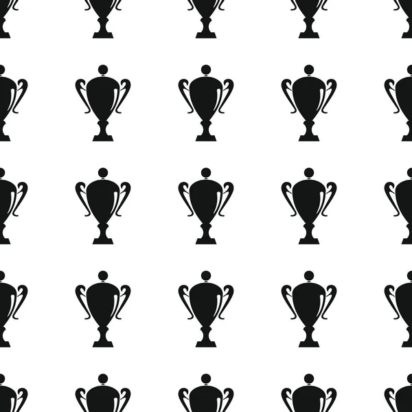 Awards győztes fekete egyszerű silhouette kupa vektor varrat nélküli mintát sport. Sziluettjét elegáns textúra. Ismétlődő díjak varrat nélküli mintát háttér winner sport design — Stock Vector
