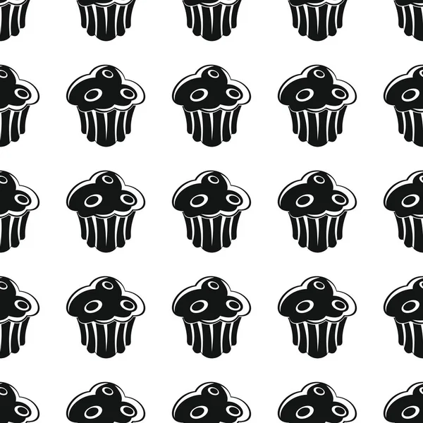 Cake bakery product black simple silhouette vector seamless pattern, silhouette stylish texture. Repeating cake seamless pattern background for bakery design — Stock Vector