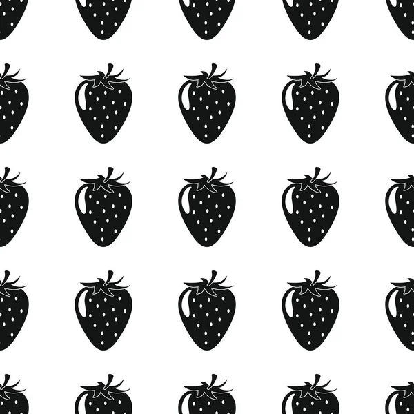 Çilek siyah basit siluet vektör seamless modeli. Siyah meyve şık doku. Yinelenen çilek meyve Dikişsiz desen arka plan