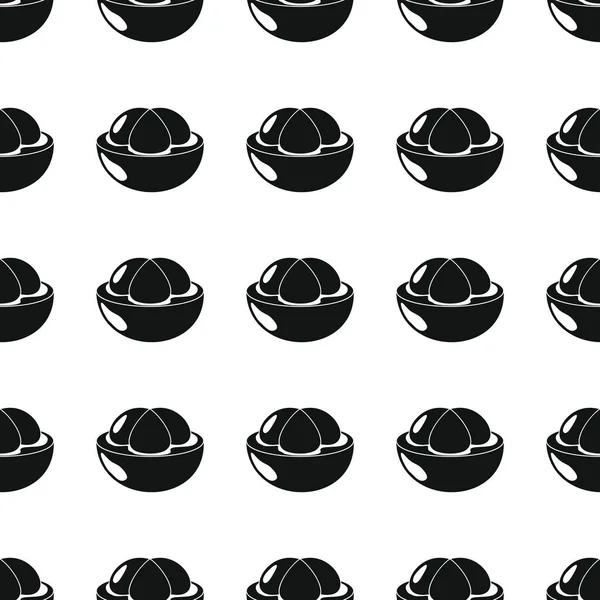 Mangosteen siyah basit siluet vektör seamless modeli. Siyah meyve şık doku. Yinelenen mangosten meyve Dikişsiz desen arka plan