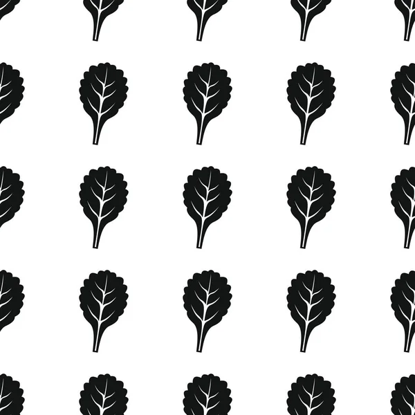 Espinacas negro silueta simple vector patrón sin costuras. Textura con estilo vegetal negro. Repetir las espinacas vegetales sin costura patrón de fondo para el diseño vegetal — Vector de stock