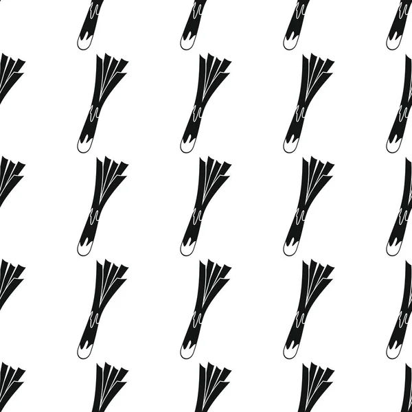 Puerro negro silueta simple vector patrón sin costuras. Textura con estilo vegetal negro. Repetir Puerro verduras sin costura patrón de fondo para el diseño vegetal — Vector de stock