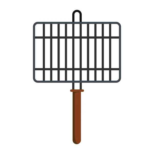 Griglia metallica in stile fumetto piatto isolato su sfondo bianco oggetto barbecue per la festa estiva disegno barbecue — Vettoriale Stock