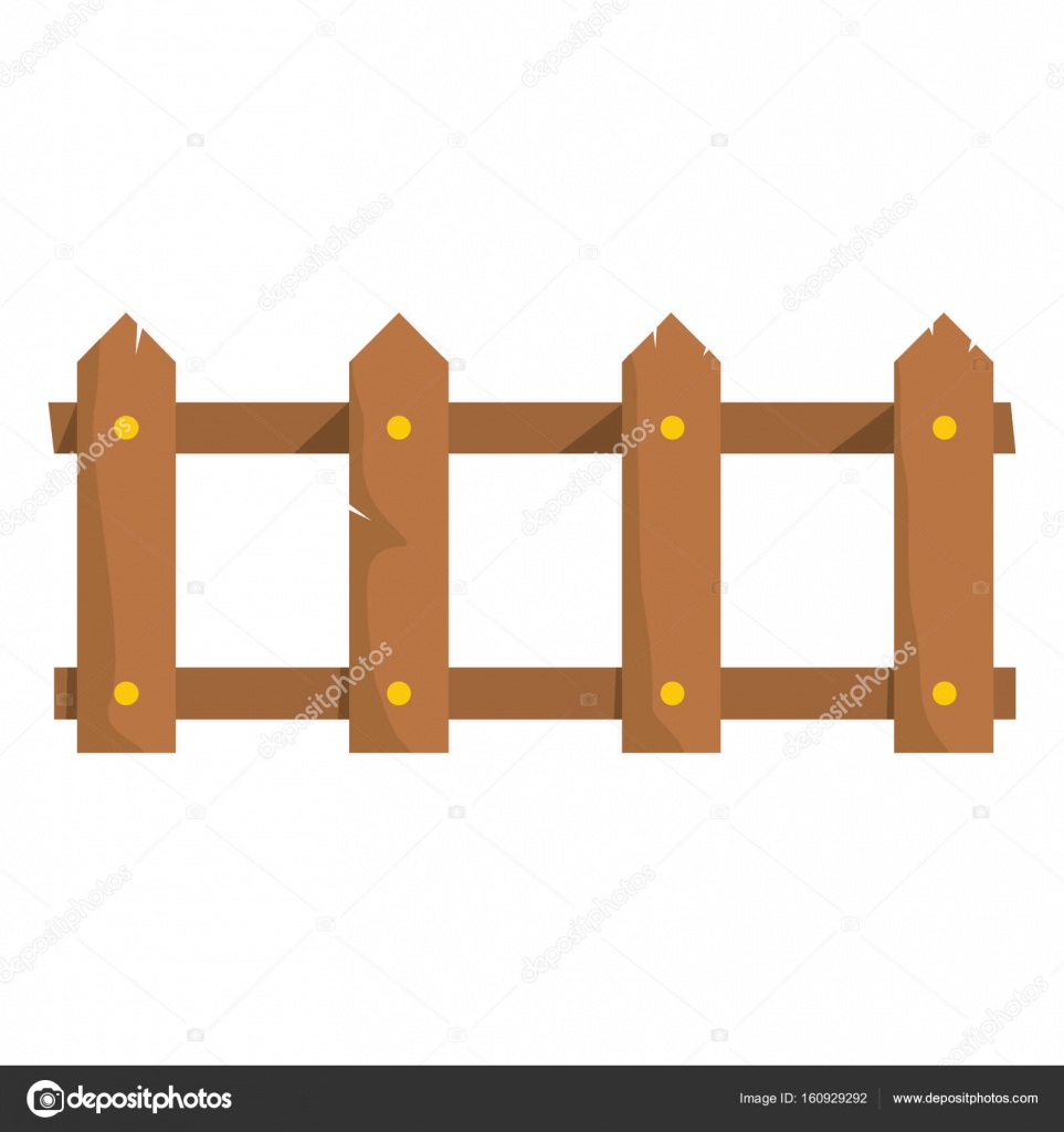 Valla de madera icono de dibujos animados plana. Ilustración vectorial