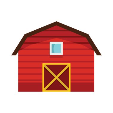 Çiftlik düz çizgi film simgesi. Tarımsal builing vektör çizim tasarım ve beyaz arka plan üzerinde izole web için. Çiftlik vektör nesnesi için etiketleri, logolar