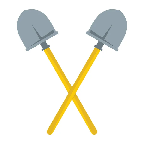 Silueta de palas cruzadas sobre fondo claro, una herramienta para excavar, ilustración vectorial en blanco y negro — Vector de stock