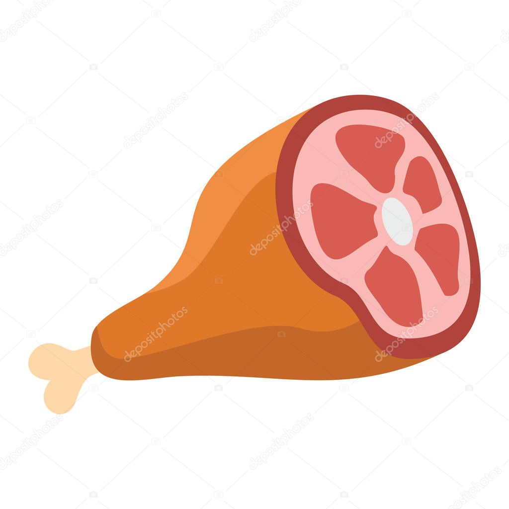 Ham flat cartoon icon. Tasty ham vector illustration for design and web isolated on white background. Ham vector object for labels, logos and advertising