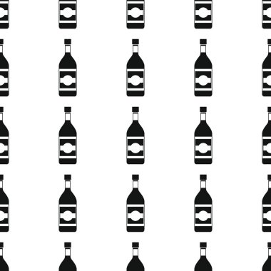 Alkol şişeleri Dikişsiz desen vektör çizim arka plan. Siyah siluet alkol şık doku. Alkol tasarım için yinelenen şişe Dikişsiz desen arka plan
