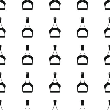 Viski şişeleri Dikişsiz desen vektör çizim arka plan. Siyah siluet alkol şık doku. Alkol tasarım için yinelenen şişe Dikişsiz desen arka plan