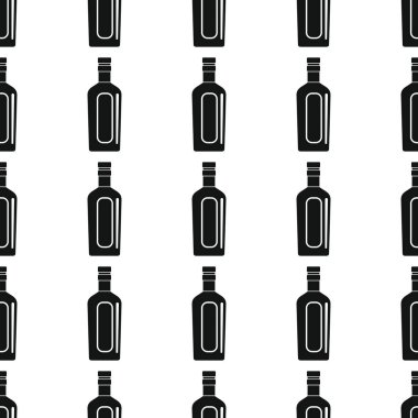 Alkol şişeleri Dikişsiz desen vektör çizim arka plan. Siyah siluet alkol şık doku. Alkol tasarım için yinelenen şişe Dikişsiz desen arka plan