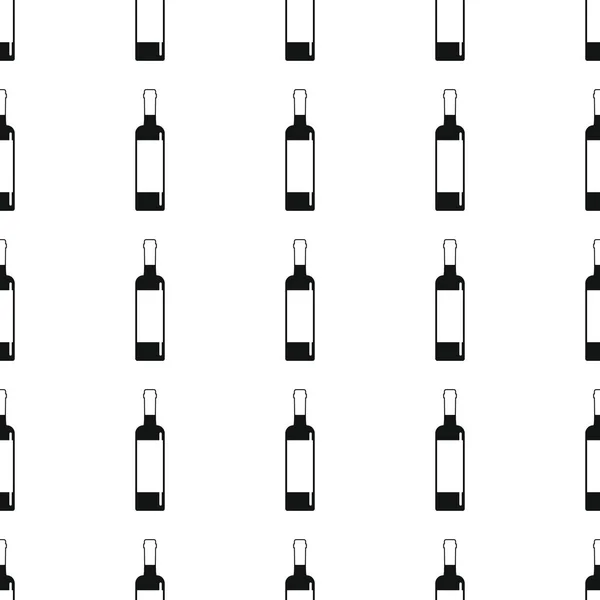 Wijnflessen naadloze patroon vector illustratie achtergrond. Zwarte silhouet alcohol stijlvolle textuur. Herhalende flessen naadloze patroon achtergrond voor alcohol ontwerp — Stockvector