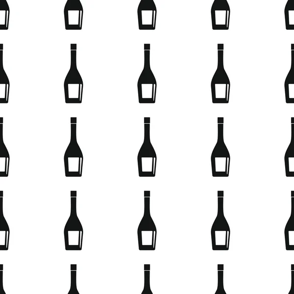 Alcohol flessen naadloze patroon vector illustratie achtergrond. Zwarte silhouet alcohol stijlvolle textuur. Herhalende flessen naadloze patroon achtergrond voor alcohol ontwerp — Stockvector
