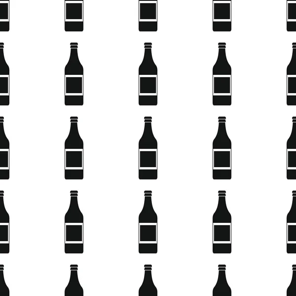 Alcohol flessen naadloze patroon vector illustratie achtergrond. Zwarte silhouet alcohol stijlvolle textuur. Herhalende flessen naadloze patroon achtergrond voor alcohol ontwerp — Stockvector