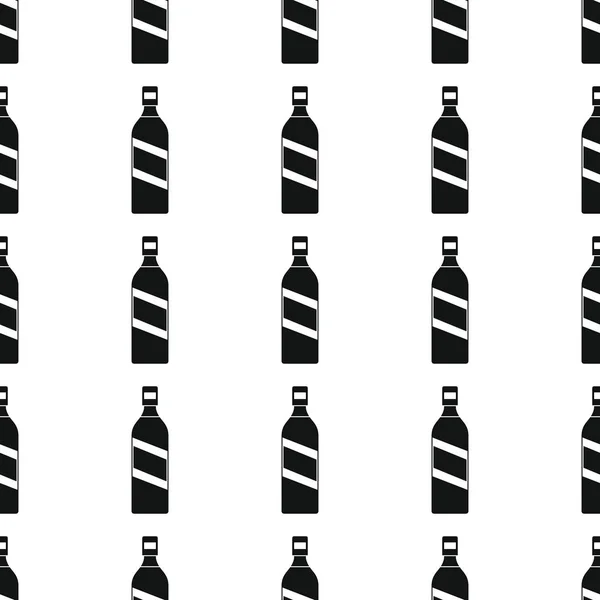 Alkohol palackok varrat nélküli mintát vektoros illusztráció háttér. Sziluettjét fekete alkohol elegáns textúra. Ismétlődő palackok varrat nélküli mintát háttér alkohol design — Stock Vector
