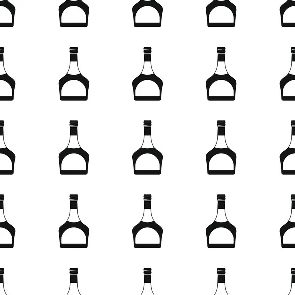 Whisky flessen naadloze patroon vector illustratie achtergrond. Zwarte silhouet alcohol stijlvolle textuur. Herhalende flessen naadloze patroon achtergrond voor alcohol ontwerp — Stockvector