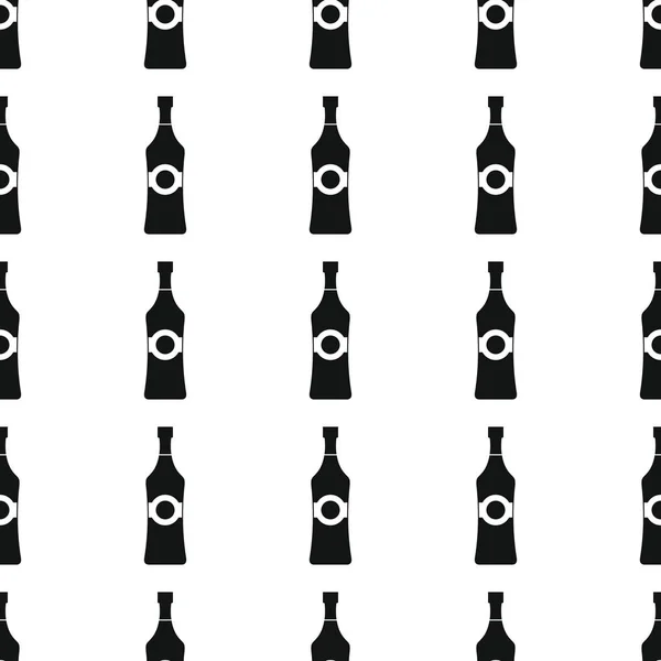 Wijnflessen naadloze patroon vector illustratie achtergrond. Zwarte silhouet alcohol stijlvolle textuur. Herhalende flessen naadloze patroon achtergrond voor alcohol ontwerp — Stockvector