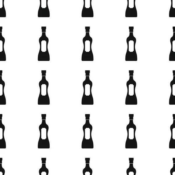 Wijnflessen naadloze patroon vector illustratie achtergrond. Zwarte silhouet alcohol stijlvolle textuur. Herhalende flessen naadloze patroon achtergrond voor alcohol ontwerp — Stockvector