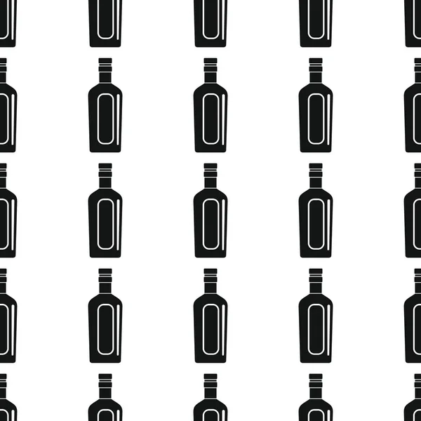 Alcohol flessen naadloze patroon vector illustratie achtergrond. Zwarte silhouet alcohol stijlvolle textuur. Herhalende flessen naadloze patroon achtergrond voor alcohol ontwerp — Stockvector