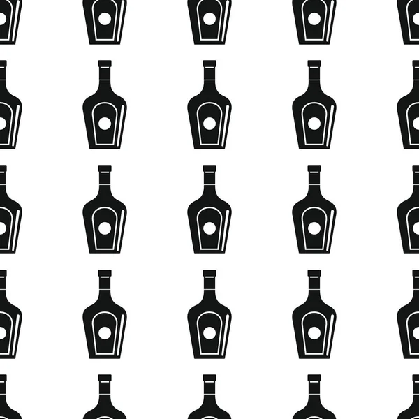 Cognac flessen naadloze patroon vector illustratie achtergrond. Zwarte silhouet alcohol stijlvolle textuur. Herhalende flessen naadloze patroon achtergrond voor alcohol ontwerp — Stockvector